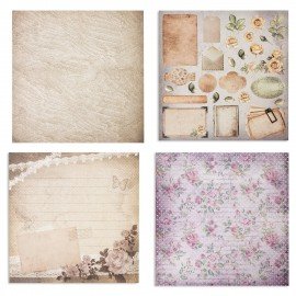 Бумага для скрапбукинга 30х30 см "Винтаж", двусторонняя, 12 листов, 12 дизайнов, 180 г/м2, ОСТРОВ СОКРОВИЩ, 662766