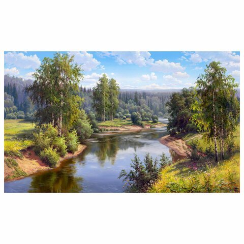 Картина по номерам 40х50 см, ОСТРОВ СОКРОВИЩ "Проточная река", на подрамнике, акрил, кисти, 663285