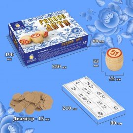 Родное лото классическое с деревянными бочонками, в картонной упаковке, ЗОЛОТАЯ СКАЗКА, 664710