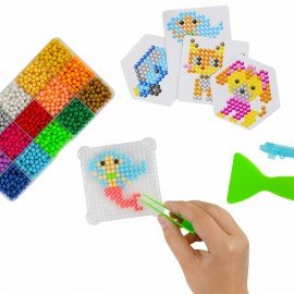 Аквамозаика 15 цветов, 1500 бусин, с трафаретами и инструментами, BRAUBERG KIDS, 664913