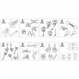 Головоломка металлическая большая ЗОЛОТАЯ СКАЗКА, 24 вида, в дисплее, разные уровни сложности, 664924