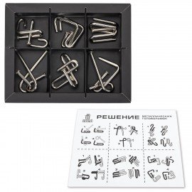 Головоломки металлические большие ЗОЛОТАЯ СКАЗКА, набор 6 штук, ГВОЗДИ, 664925