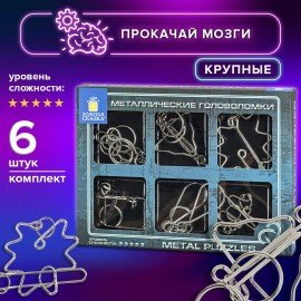 Головоломки металлические большие ЗОЛОТАЯ СКАЗКА, набор 6 штук, HIGH level, 664927