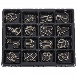 Головоломки металлические большие ЗОЛОТАЯ СКАЗКА, набор 16 штук, разные уровни сложности, 664928