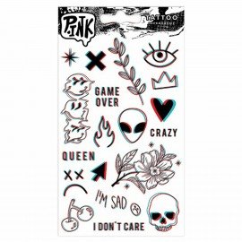 Наклейки-тату переводные АССОРТИ, Ч/Б, 11х20 см, PY