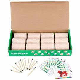 Набор для раскопок "Дикие животные", 12 видов, карточки, инструменты, BRAUBERG KIDS, 665128