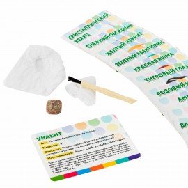 Набор для раскопок "Минералы", 12 видов, карточки, инструменты, BRAUBERG KIDS, 665129