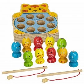 Сортер-рыбалка магнитный деревянный развивающий "Кот", BRAUBERG KIDS, 665246