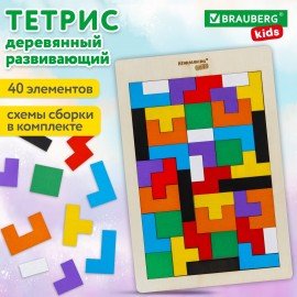 Головоломка развивающая деревянная "Тетрис", цветной, 18х27 см, BRAUBERG KIDS, 665262