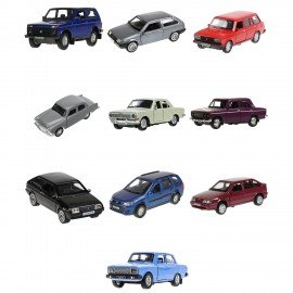 Машина металлическая коллекционная АССОРТИ 1, длина 12 см, инерционная, 10 видов, ТЕХНОПАРК N-001