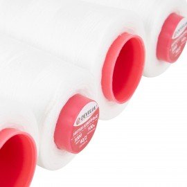 Набор швейных ниток 40/2 5000 ярдов 4 штуки, белые, DEVELIA, 665427