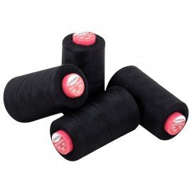 Набор швейных ниток 40/2 5000 ярдов 4 штуки, черные, DEVELIA, 665428