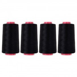 Набор швейных ниток 40/2 5000 ярдов 4 штуки, черные, DEVELIA, 665428