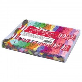 Нитки для вышивания (мулине), Набор 50 цветов, 8 м, полиэфир, DEVELIA (Девелиа), 665431