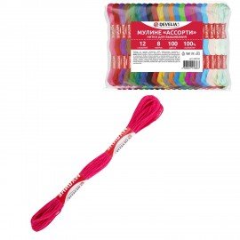 Нитки для вышивания (мулине), Набор 100 цветов, 8 м, полиэфир, DEVELIA (Девелиа), 665432