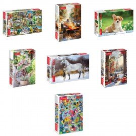 Пазл картонный 1000 элементов АССОРТИ, 10 дизайнов, 480х680 мм, HATBER