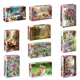 Пазл картонный 1000 элементов АССОРТИ, 10 дизайнов, 480х680 мм, HATBER