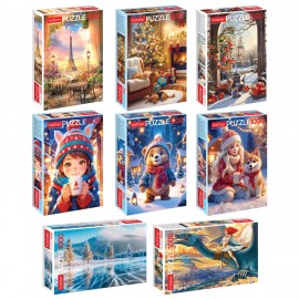 Пазл картонный 1000 элементов АССОРТИ, 10 дизайнов, 480х680 мм, HATBER