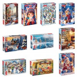 Пазл картонный 1000 элементов АССОРТИ, 10 дизайнов, 480х680 мм, HATBER