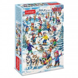 Пазл картонный 1000 элементов АССОРТИ, 10 дизайнов, 480х680 мм, HATBER