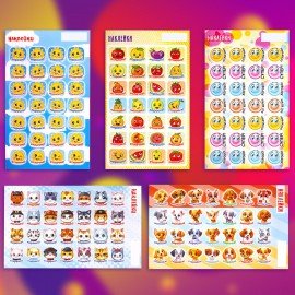 Наклейки бумажные поощрительные, АССОРТИ 280 наклеек, 16х10 см, глиттер, ЮНЛАНДИЯ, 665521