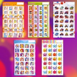 Наклейки бумажные поощрительные, АССОРТИ 280 наклеек, 16х10 см, глиттер, ЮНЛАНДИЯ, 665521