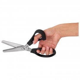 Ножницы портновские ФИГУРНЫЕ ЗИГЗАГ 240 мм, черные, пластиковые ручки, ОСТРОВ СОКРОВИЩ, 665600