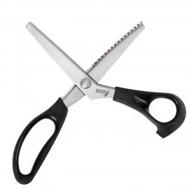 Ножницы портновские ФИГУРНЫЕ ЗИГЗАГ 240 мм, черные, пластиковые ручки, ОСТРОВ СОКРОВИЩ, 665600