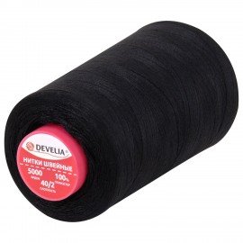 Швейные нитки 40/2 5000 ярдов, черные, DEVELIA, 665621