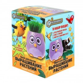 Набор для опытов "Пташки, выращиваем травку", фиолетовый горшочек, 5155390