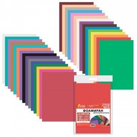 Пористая резина/фоамиран А4, 2мм, 30л, 30цв, яркие цвета, ОСТРОВ СОКРОВИЩ, код 1С, 665664