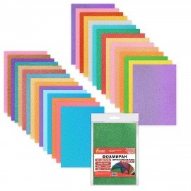 Пористая резина/фоамиран А4, 2мм, 30л, 30цв, яркие цвета, блестки, ОСТРОВ СОКРОВИЩ, к, 665666