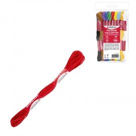 Нитки для вышивания (мулине), Набор 10 цветов, 10 м, хлопок, DEVELIA (Девелиа), 665677