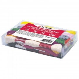 Нитки для вышивания (мулине), Набор 25 цветов, 10 м, хлопок, DEVELIA (Девелиа), 665678