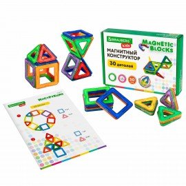 Магнитный конструктор MAGNETIC BLOCKS, 30 магнитных деталей, BRAUBERG KIDS, код 1С, 665719