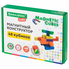 Магнитный конструктор MAGNETIC CUBES "КУБИЧЕСКИЙ", 48 магнитных кубиков, BRAUBERG KID, 665723