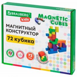 Магнитный конструктор MAGNETIC CUBES "КУБИЧЕСКИЙ", 72 магнитных кубика, BRAUBERG KIDS, 665724