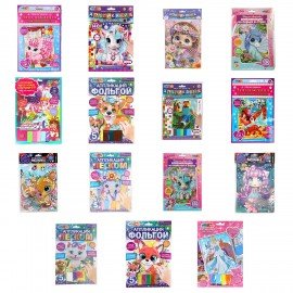 Аппликация АССОРТИ 15 видов, 17х23 см, перья, эва, фольга, мозаика, на картоне МУЛЬТИ АРТ