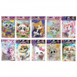 Алмазная мозаика детская АССОРТИ 10 видов, 17х23 см, на картоне МУЛЬТИ АРТ