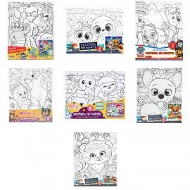 Картина детская по контуру АССОРТИ 7 видов 20х25 см, на подрамнике, акрил, кисти МУЛЬТИ АРТ