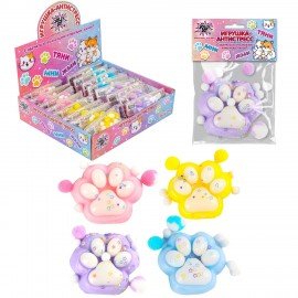 Игрушка-антистресс "ДВУХЦВЕТНАЯ КОШАЧЬЯ ЛАПКА С ПОМПОНАМИ", 7*6см, ассорти 4 вида, дисплей, JOLLY JOT (ДЖОЛЛИ ДЖОТ), 665768