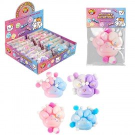 Игрушка-антистресс "ЦВЕТНАЯ КОШАЧЬЯ ЛАПКА С ПОМПОНАМИ", 7*6см, ассорти 4 вида, дисплей, JOLLY JOT (ДЖОЛЛИ ДЖОТ), 665770