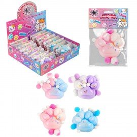 Игрушка-антистресс "ЦВЕТНАЯ КОШАЧЬЯ ЛАПКА С ПОМПОНАМИ", 7*6см, ассорти 4 вида, дисплей, JOLLY JOT (ДЖОЛЛИ ДЖОТ), 665770