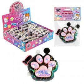 Игрушка-антистресс "КОШАЧЬЯ ЛАПКА С РЫБКОЙ", 7*6 см, черно-розовая, дисплей, JOLLY JOT (ДЖОЛЛИ ДЖОТ), 665773