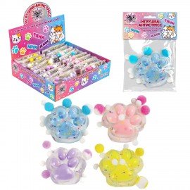 Игрушка-антистресс "КОШАЧЬЯ ЛАПКА С ПОМПОНАМИ", 7*6см, ассорти 4 цвета, дисплей, JOLLY JOT (ДЖОЛЛИ ДЖОТ), 665774