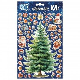 Декоративный набор наклеек "Ёлочка-Наряжай-Ка!" АССОРТИ, 17х29 см, PINK