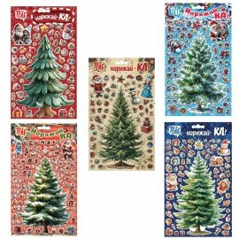 Декоративный набор наклеек "Ёлочка-Наряжай-Ка!" АССОРТИ, 17х29 см, PINK