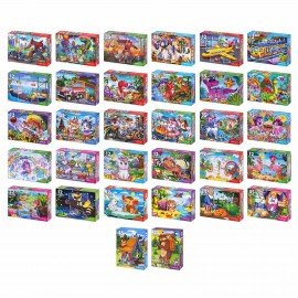 Пазлы картонные 12 элем.+32 элем., КОМПЛЕКТ 32 шт., поле 17,5 х 13 см, РЫЖИЙ КОТ