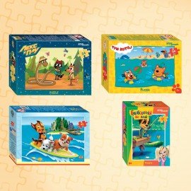 Пазлы картонные 54 элемента "Лицензионные сюжеты", КОМПЛЕКТ 30 шт., поле 17,5х13 см