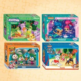 Пазлы картонные 54 элемента "Лицензионные сюжеты", КОМПЛЕКТ 30 шт., поле 17,5х13 см
